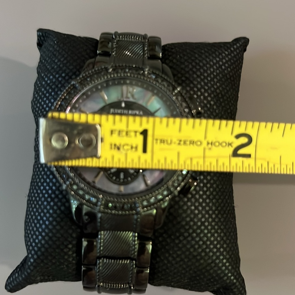 New Judith Ripka Stainless Steel Black Gray Chronograph Watch New Battery NWOT - Picture 12 of 12